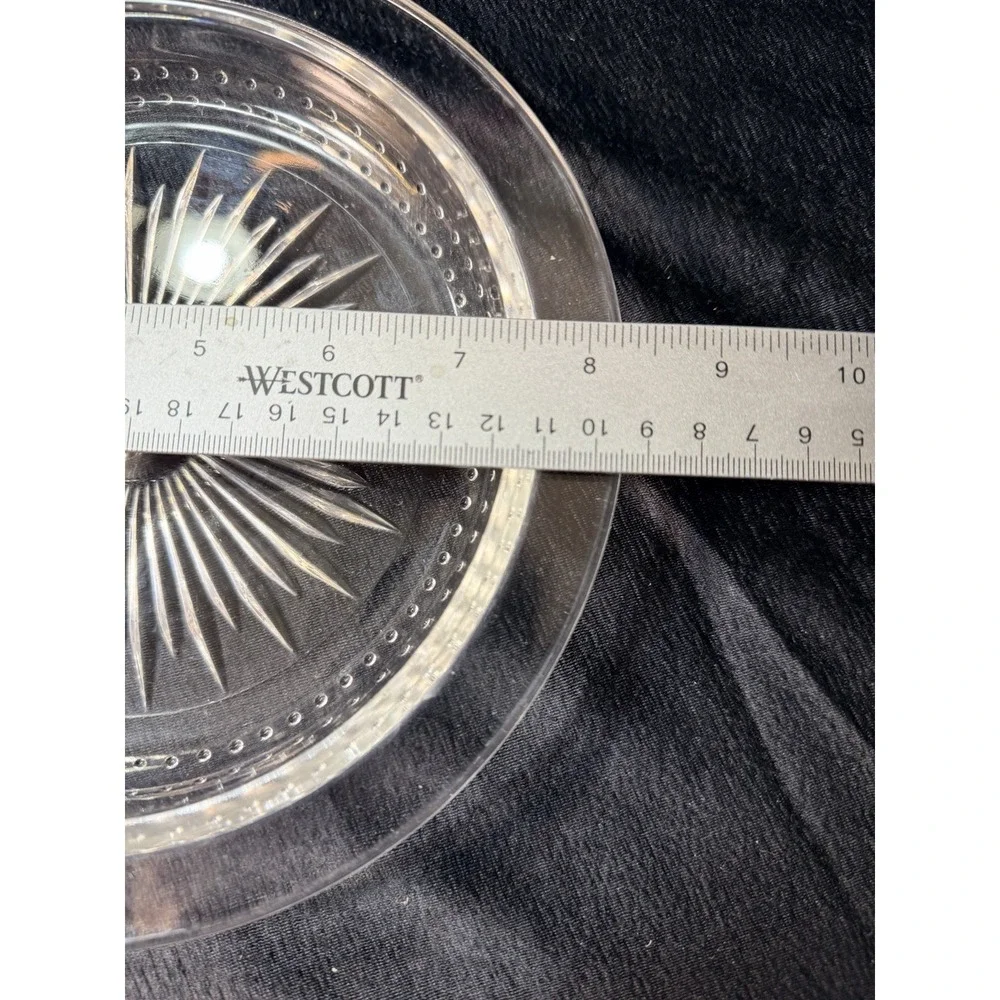 Clear Glass Relish Dish 3 Part Divided Dots‎ & Starburst Bottom MCM (2822)